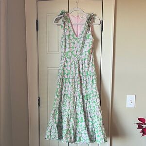 Pink and Green Floral Dress